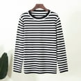 thumbnail image 4 of Striped Sweater for Women Long Sleeve Round Neck Trendy Casual Knitted Tops Pullover Jumper Knits Black,L, 4 of 5