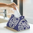 thumbnail image 6 of Pofeuu Blue And White Porcelain Pattern Print Tissue Box Cover, Modern Decorative PU Leather Rectangular Tissue Box Case Organizer Holder for Vanity Countertop, Night Stands, Livingroom, 6 of 7