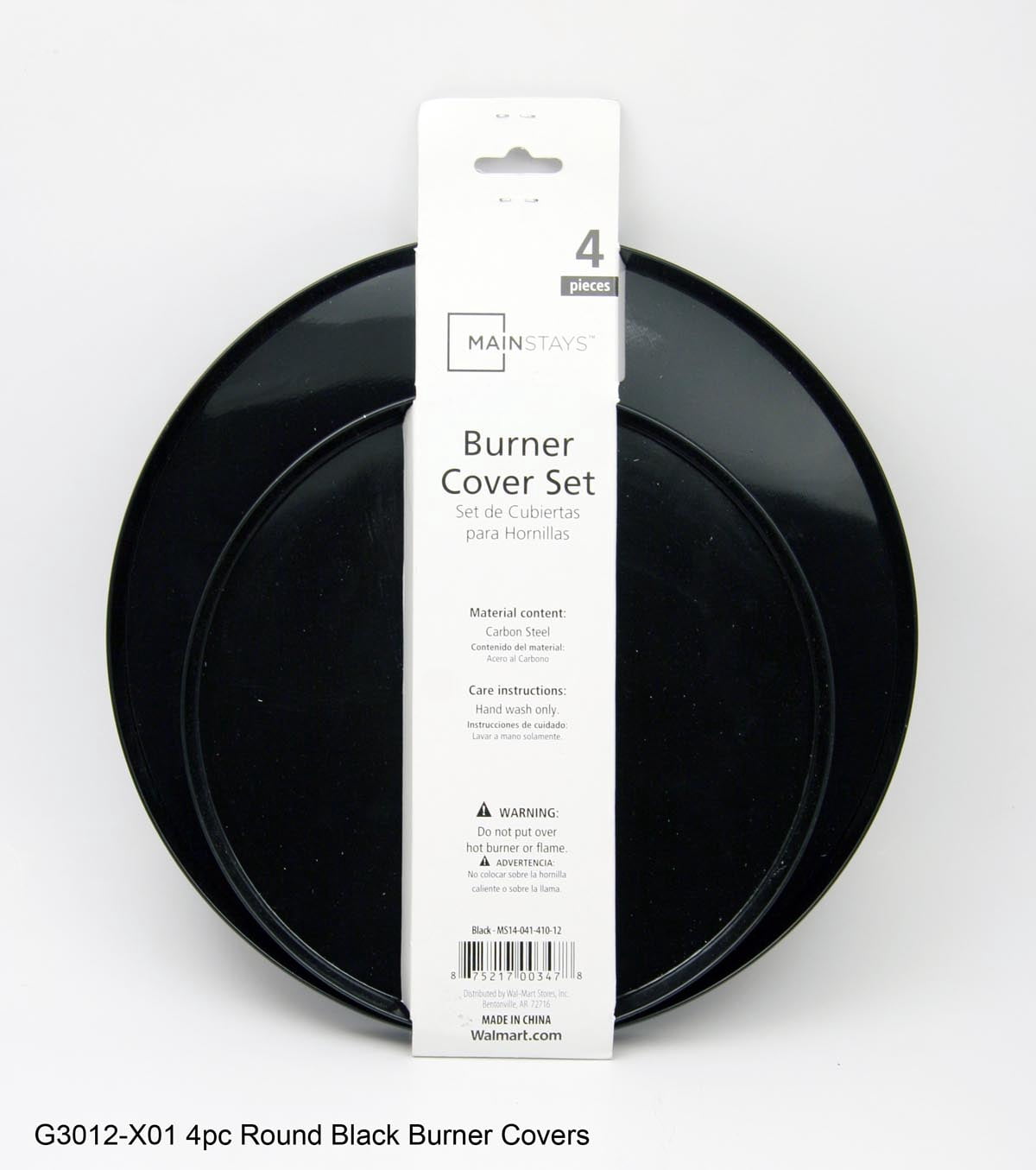 Mainstays Black Carbon Steel Stove Burner Covers, 4 Count