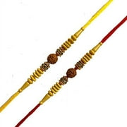 INDIABIGSHOP Set of Two Rakhi, Stone & Moti, Thread. Rakhi, Raksha Bandhan Gift for your Brother, Blue Color Thread.