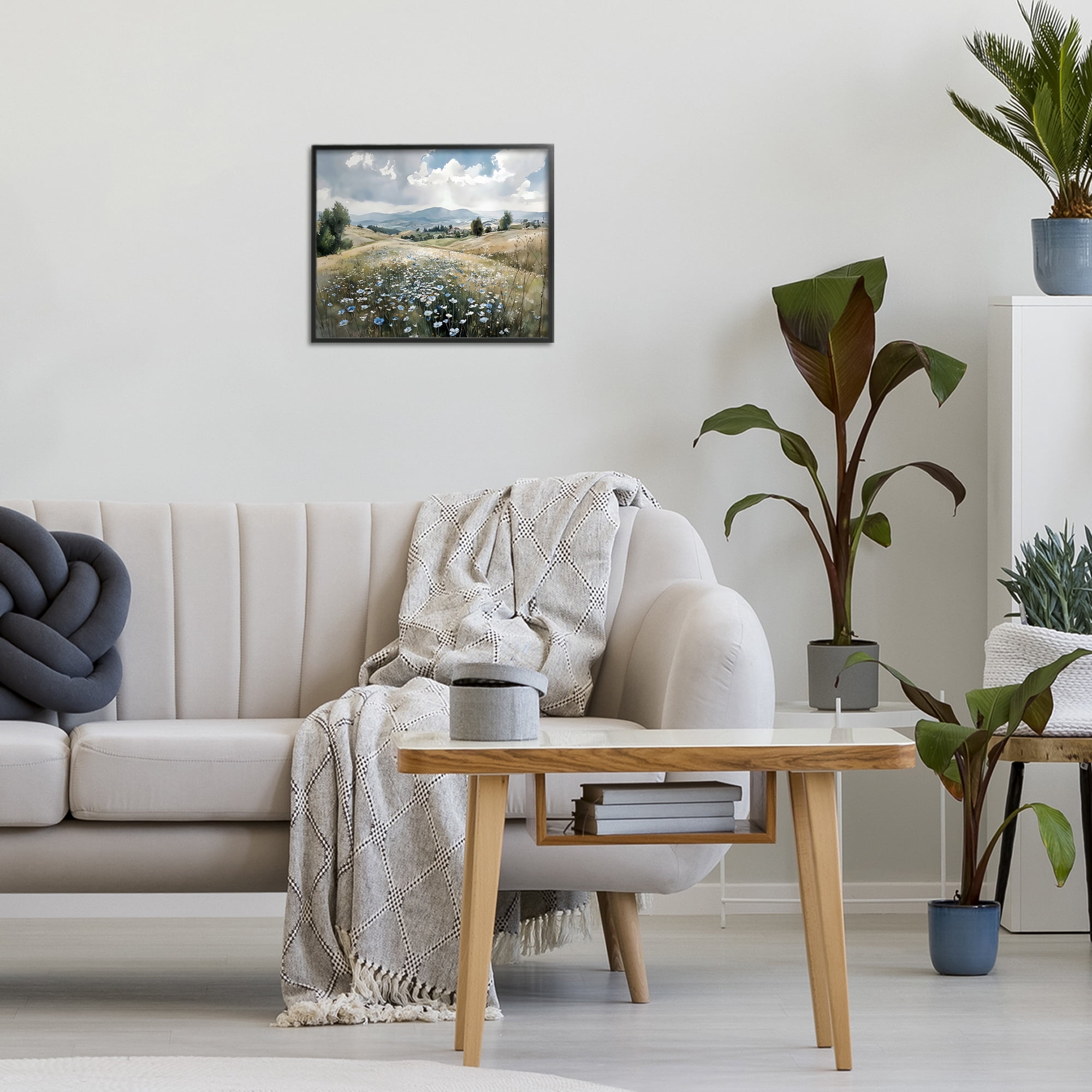 Stupell Industries Poppy Blues Across Meadow Black Framed Giclee Art, design by Franklyn Gregory