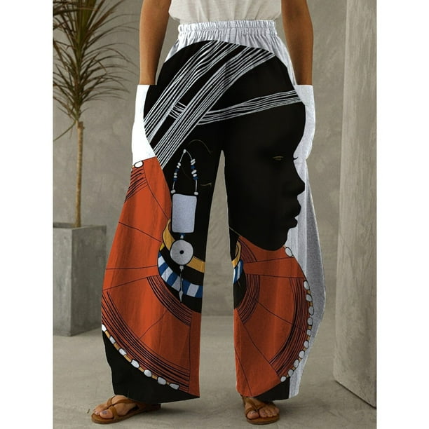Pantalones de mujer europeos y americanos con estampado de grafiti, pantalones casuales holgados con bolsillos