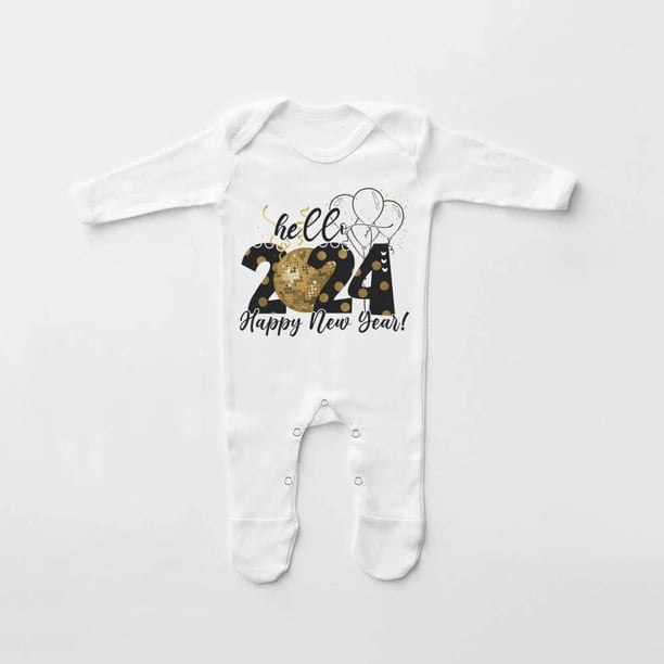 Hello 2024-Pelele de bebé de Feliz Año Nuevo, ropa de dormir infantil, traje de Casa de Año Nuevo, mi primer año nuevo, Invierno