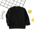thumbnail image 2 of Gibobby Girl's Bow Button Up Knitted Cardigan V Neck Loose Cute Crop Sweater Outwear,Black,1-2 Years, 2 of 6