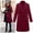 Wine, variant on Women's Plus Size Open Front Long Sleeve Solid Blouse Coat with Buttons for Loose Comfortable Outerwear