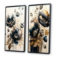 thumbnail image 3 of Designart "Poppy Flowers in Navy Blue and Gold I" Poppy Framed Wall Art Set Of 2 - Blue Floral Framed Canvas Set For Living Room Decor, 3 of 7