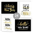 thumbnail image 2 of Modern Black And Gold New Year Greeting Cards / 24 Winter Holiday Cards With White Envelopes / 4 5/8" x 6 1/4" Faux Foil Cards / 4 Festive Designs, 2 of 6