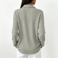 thumbnail image 5 of Golf Polo Shirts for Women Long Sleeve Trendy Button Down Waffle Textured Top Dressy Fashion Solid Color Fall Tops,M,Gray, 5 of 8