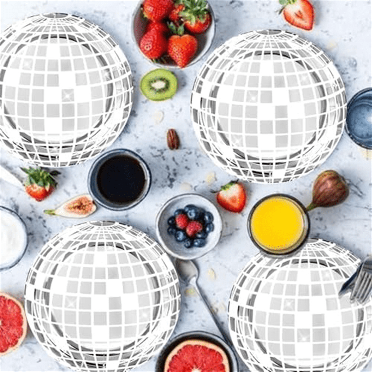 Disco Party Supplies Tableware Set Disco Ball Dinner Plate Napkin Fork Disco Birthday Rock Dance Music Party, 150 PCS