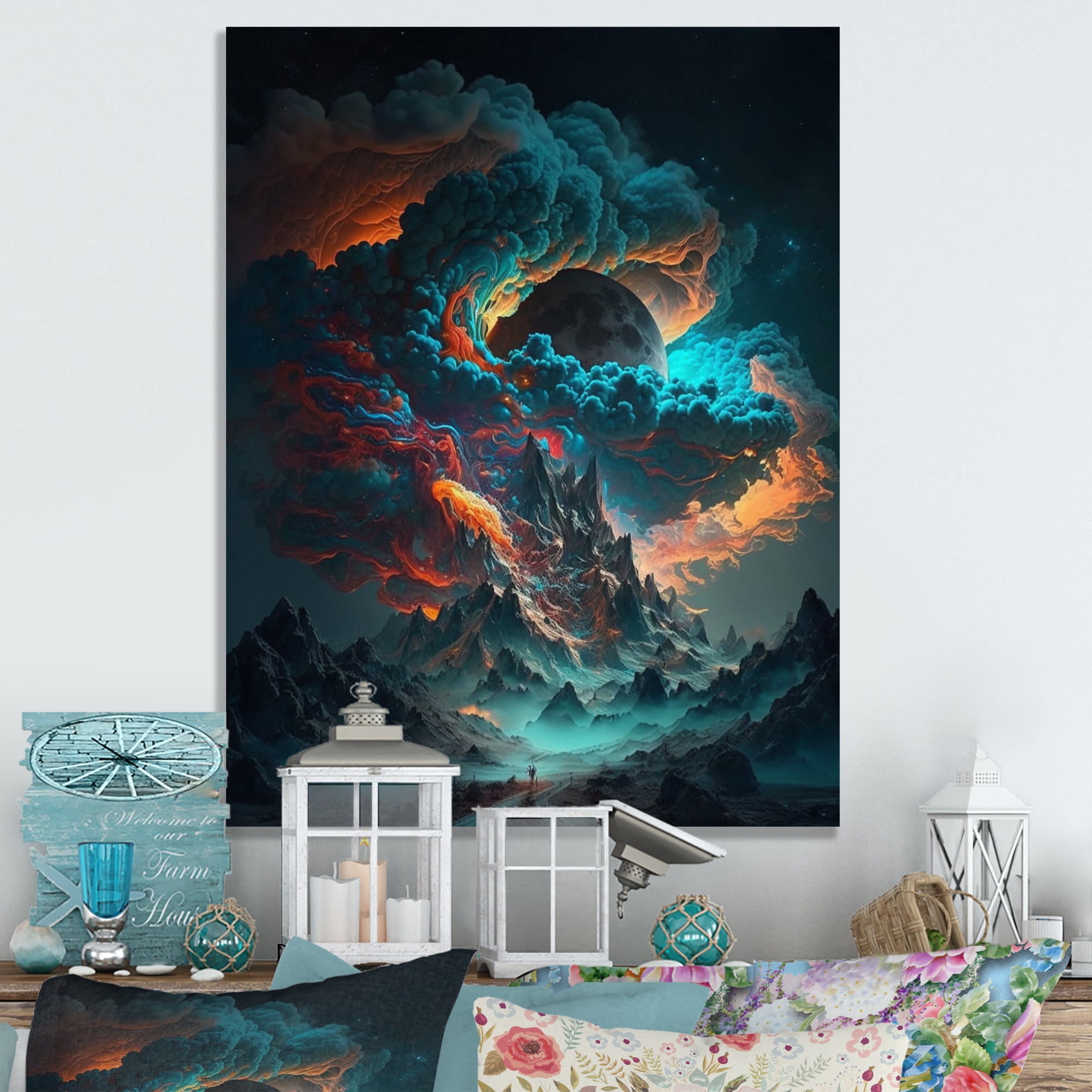 Designart Futuristic Landscape Galaxy II Canvas Wall Art