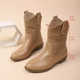 thumbnail image 5 of UngA Woman Boots Slouchy Boots Zip up Flat Boots for Women Mid Calf Brown,Size 9.5, 5 of 7