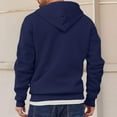 thumbnail image 3 of Dwralegc Men's Navy Zip Up Hoodie Fleece Long Sleeves Pullover Hoodies Casual Quarter Zipper Drawstring Hooded Sweatshirts Fall Trendy Solid Color Hoody Top with Kangaroo Pockets Navy L, 3 of 5