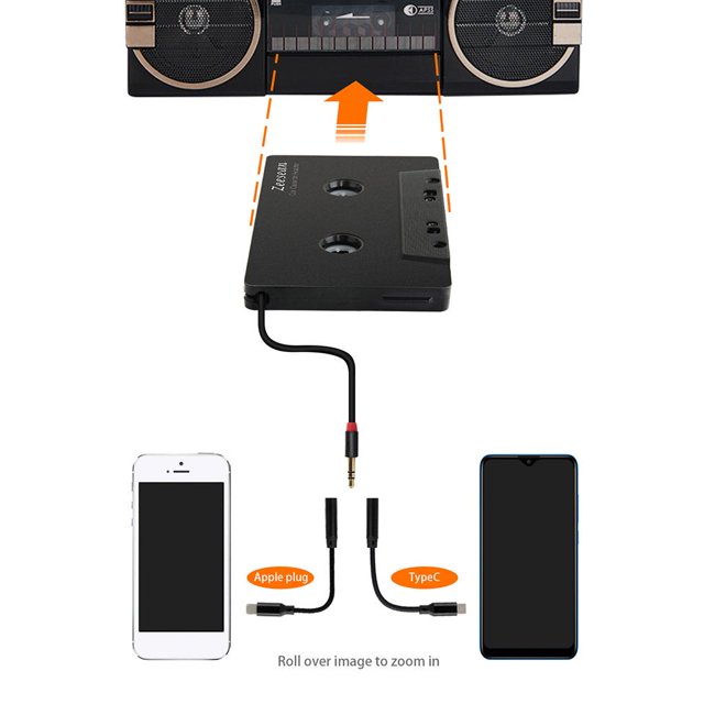 Car Receiver, Wireless Bluetooth, with 3.5mm Headph Jack Tape Player