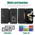 thumbnail image 2 of Allytech Zipper Wallet Case for Samsung Galaxy Z Fold3 with Wrist Strap & Shoulder Strap, Premium PU Leather Card Slots Kickstand Magnetic Clasp Shockproof Protective Cover Case - Black, 2 of 9
