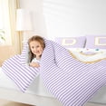 thumbnail image 4 of Feelyou Cartoon Initial Letter Bedding Comforter Set, Kawaii Monogrammed D Twin Comforter Sets, Dreamy Purple Stripes Reversible Bedding Set, Microfiber Bedroom Decor, 2 Pieces, 4 of 8