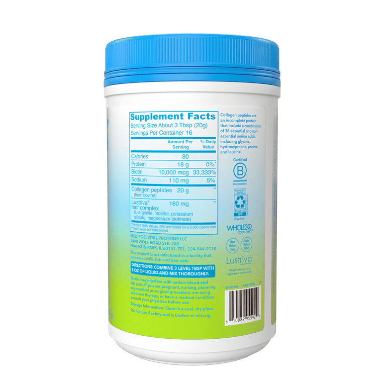 Vital Proteins Hair Complex Powder Vitamin Drink Mix for Women