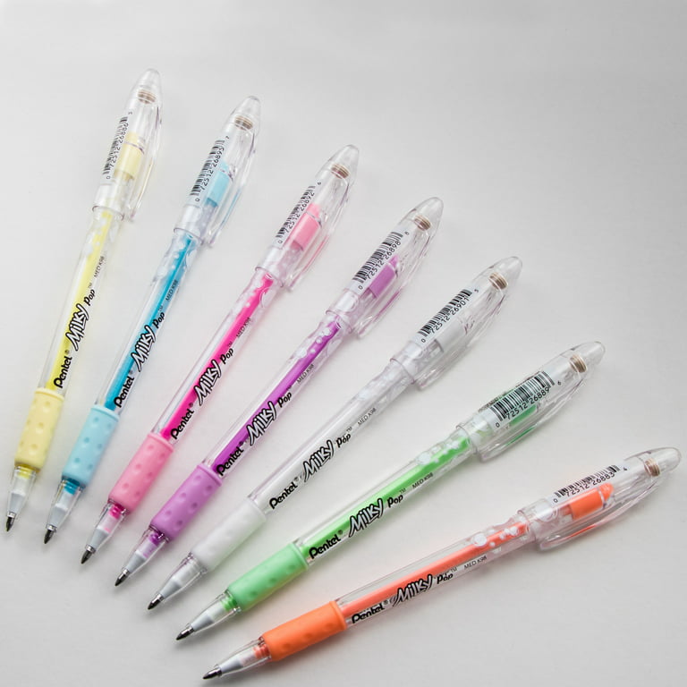 Pentel Milky Pop Pastel Gel Pen, (0.8mm) Medium Line, White Ink - K98-W,  Pack of 12