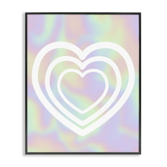 Stupell Industries Pastel Pattern with Hearts Abstract Painting Black Framed Art Print Wall Art, 11 x 14