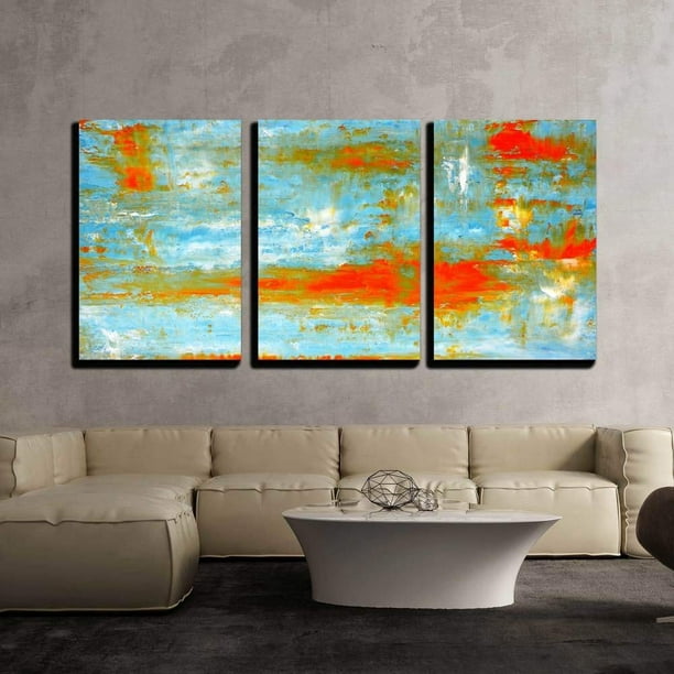 wall26 3 Piece Canvas Wall Art Teal and Orange