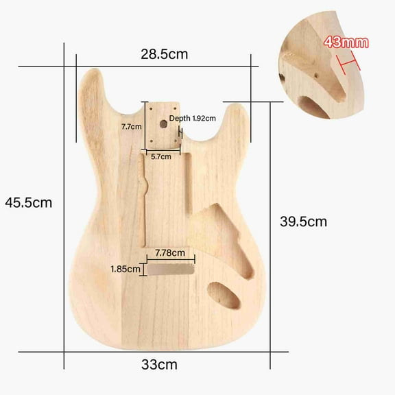 Guitar Barrel Body Maple Polished Unfinished Electric for ST Accessories