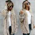 thumbnail image 1 of Double Fleece Cardigan Jacket Women Solid Color Long Sleeve Plush Warm, 1 of 7