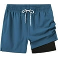 thumbnail image 2 of Mens Swim trunks Swim Shorts Quick Dry 5 inch Inseam Beach Shorts with Compression Liner and Zipper Pockets, 2 of 7