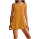 thumbnail image 1 of Vestido Corto de Verano de las Mujeres de Color Sólido sin Tirantes Sobre el Hombro de Espalda Plisado Vestido de Verano Casual sin Mangas, 1 of 7