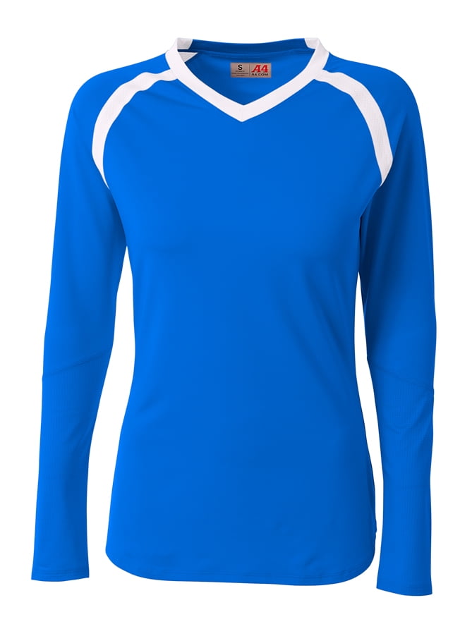 A4 Teen Ace Long Sleeve Volleyball Jers For Teen Female in Royal/White | NG3020