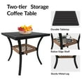 thumbnail image 6 of 3 Piece Patio Rattan Conversation Set, Outdoor Rocking Bistro Set, Wicker Patio Furniture with Thick Cushions Rocker Chair and 2-Tier Coffee Table for Garden, Porch, Backyard, 6 of 8