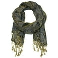 thumbnail image 3 of Falari Women's Reversible Paisley Woven Pashmina Shawl Wrap Scarf 80" x 27" Navy, 3 of 3