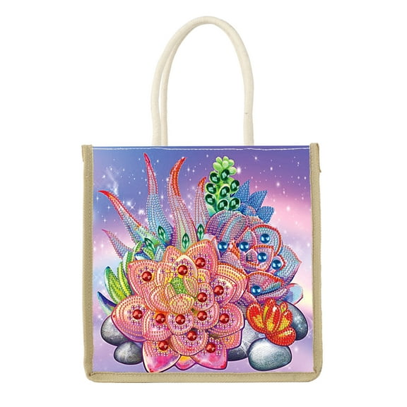 Diamond Painting Kit Handbag Floral DIY Diamond Pattern Creative Gift Spacious Commuter Tote
