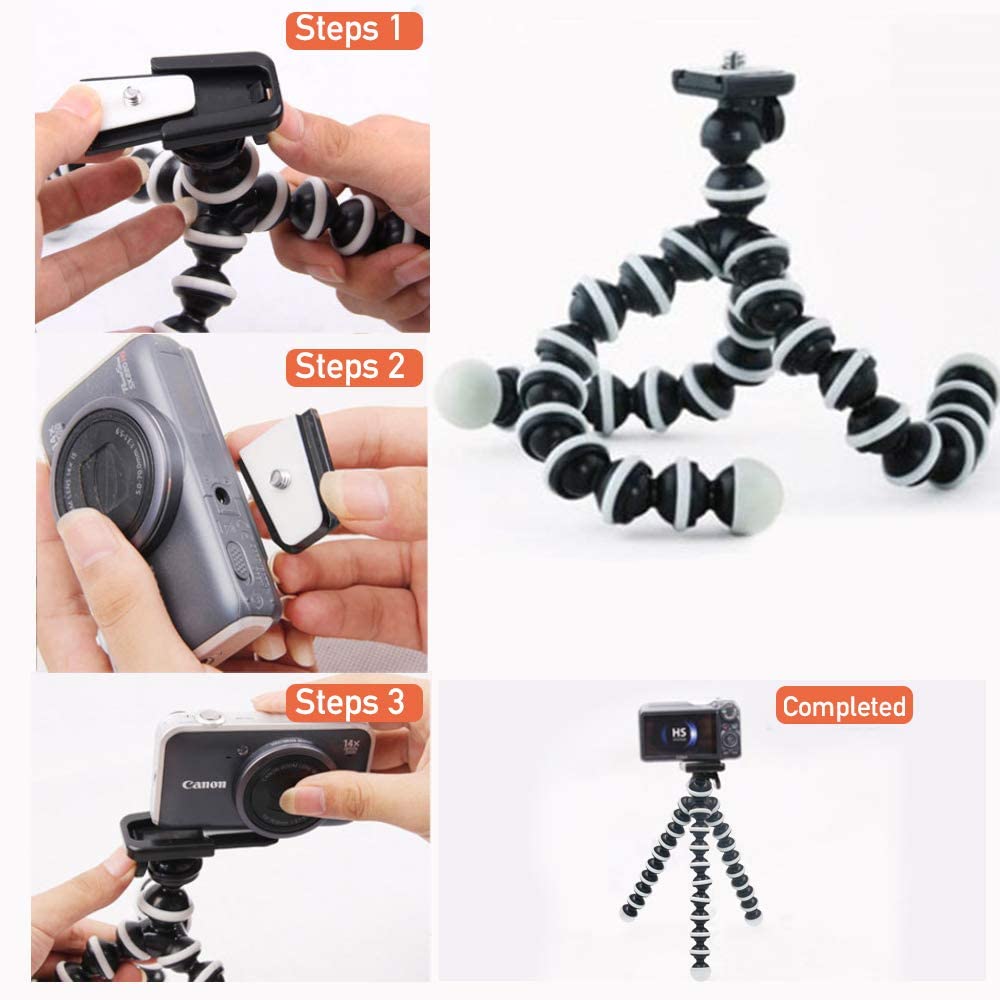 Phone Tripod, Portable Cell Phone Tripod Camera Tripod Stand with Wireless Remote Flexible Tripod Stand Compatible for iPhone 11 Pro Xs MAX XR X SE 8 7 6S Plus Samsung Android Phones Gopro Camera - image 2 of 7