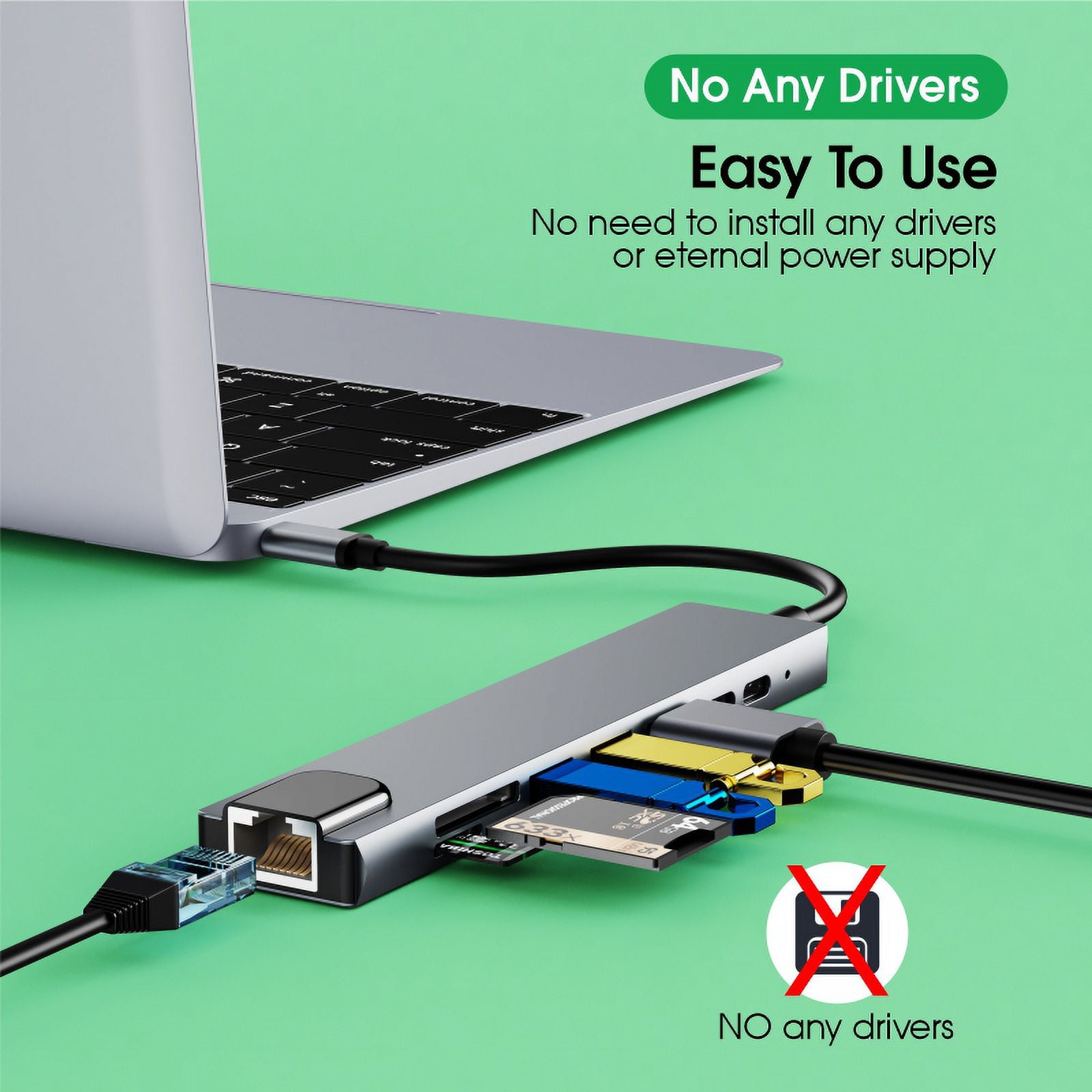 DOONJIEY  Usb Type C Hub 8 in 1 USB Hub Multi Function Adapter for MacBook Pro Type C Windows Laptops