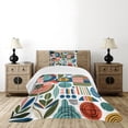 thumbnail image 2 of Ambesonne Colorful Quilted Bedspread Set 2 Pcs, Modern Scandi Boho Leaves, Twin Size, White Cadet Blue Blush, 2 of 4