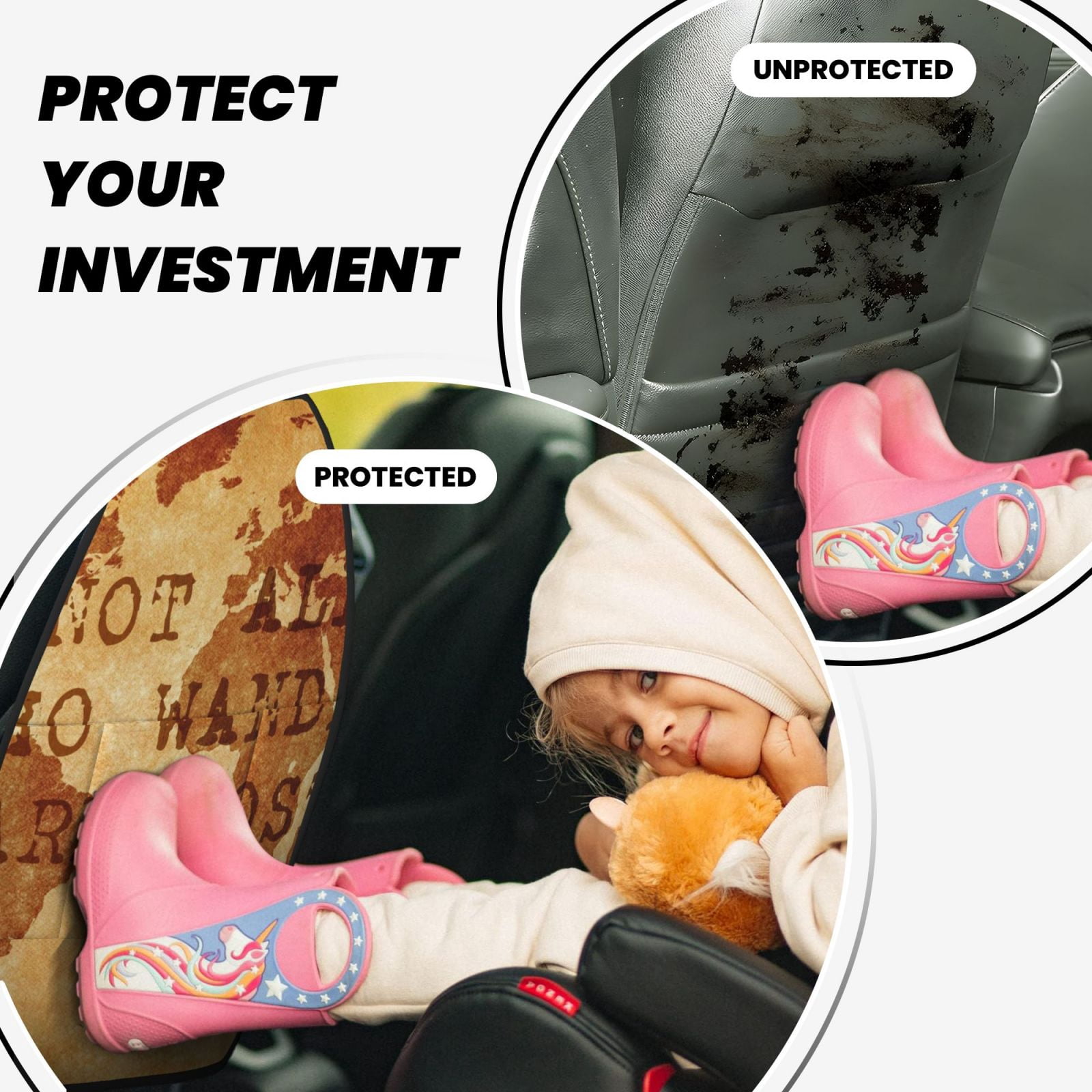 Xecao Not All Those Who Wander Are Lost2 Pattern Car Seat Back Protector 2 Pack Large Capacity Pocket, Kick Mats Back Seat Protector