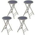 thumbnail image 1 of Lavish Home Counter-Height Bar Stools - Set of 4 Heavy-Duty 24-Inch Backless Folding Chairs with 225 LBS Capacity for Kitchen or Rec Room (Gray), 1 of 4