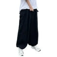 thumbnail image 5 of Fusipu Men Pants Wide Leg Multi Pockets Elastic Waist Solid Color Loose Bottoms Straight Cargo Pants Baggy Trousers for Outdoor, 5 of 8