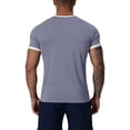 thumbnail image 4 of Mens Short Sleeve T-Shirts Crewneck Casual Cotton Shirt Contrast Collar Summer Basic Tops (Gray,2XL), 4 of 5