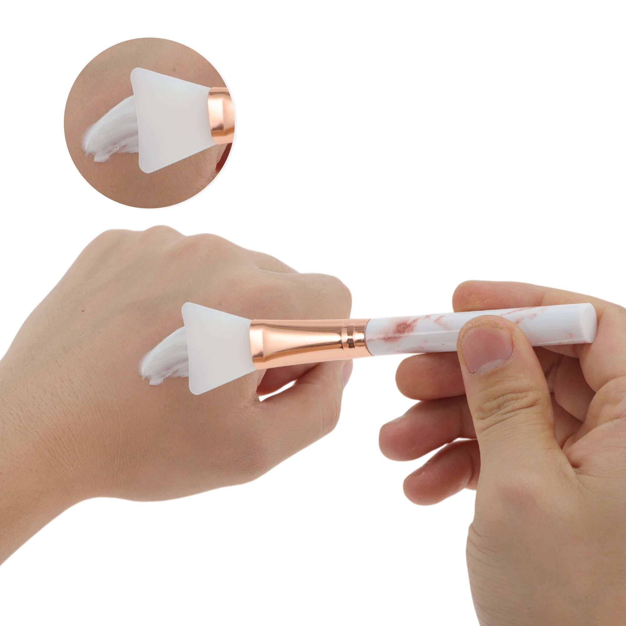 Unique Bargains Lightweight Marble Facial Mask Brush 1 Pc Brown, White
