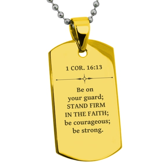 Stainless Steel Stand Firm In the Faith 1 Corinthians 16:13 Dog Tag Pendant Necklace