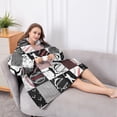 thumbnail image 5 of Oversized Wearable Blanket Hoodie,Baseball Patchwork Pattern Sherpa Blanket Hoodie with Super Pockets,Super Warm Fuzzy Pullover for Women & Men, 5 of 6