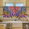 thumbnail image 2 of Yayeee Kitchen Curtains Set of 2 Light Filtering 57"x24" Over Sink Window Panels, Colorful Wavy Plaid, 2 of 7