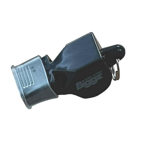 Biggz Black Whistle with Lanyard, 12 Pack