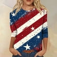 thumbnail image 2 of 250th Anniversary USA Shirts Women 3/4 Sleeve Tshirts Loose American Flag Print Tops 4th of July Celebration Party Pullover Independence Day Patriotic Crew Neck 1776-2026 Blouses White M, 2 of 5