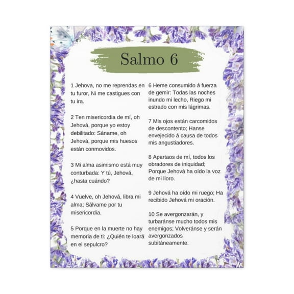Salmo 6 Impresion De Arte Crist en la Pared Lista Para Colgar in Spanish Ready to Hang Bible Canvas Unframed