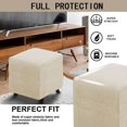 thumbnail image 3 of Housse d'Ottoman Carrée Pliable Rangement Housses d'Ottoman Jacquard Extensible Cube Repose-Pieds Repose-Pieds Protège-Tabouret avec Bande Élastique (Moyen, Beige), 3 of 7