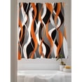 thumbnail image 3 of Sheer Curtains 72 Inches Long 2 Panels Set for Bedroom, Abstract Stripes Semi Sheer Curtains for Windows, Retro Modern Orange Black Gray Lines Voile Window Treatments Rod Pocket Curtain, 3 of 7