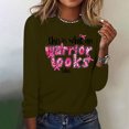 thumbnail image 4 of CLOISE Breast Cancer Blouses Women Long Sleeve Crewneck Tshirts Ribbon Pink Breast Cancer Survivor Gifts Tee Shirts Cute Comfy Shirts Cancer Support Clothes Army Green XL, 4 of 4