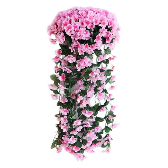 A 85Cm Uv Resistant Artificial Violet Flower Display In Rattan Hanging Basket Durable Indoor Outdoor Decoration #cDc1k