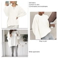 thumbnail image 4 of Jersey de punto acanalado suéter de manga larga con cuello redondo y abertura lateral para mujer para otoño invierno blanco S, 4 of 5